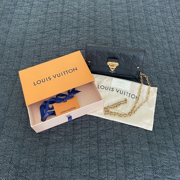 Louis Vuitton Vavin Chain Wallet - Monogram Empreinte Leather Black - Picture 1 of 16